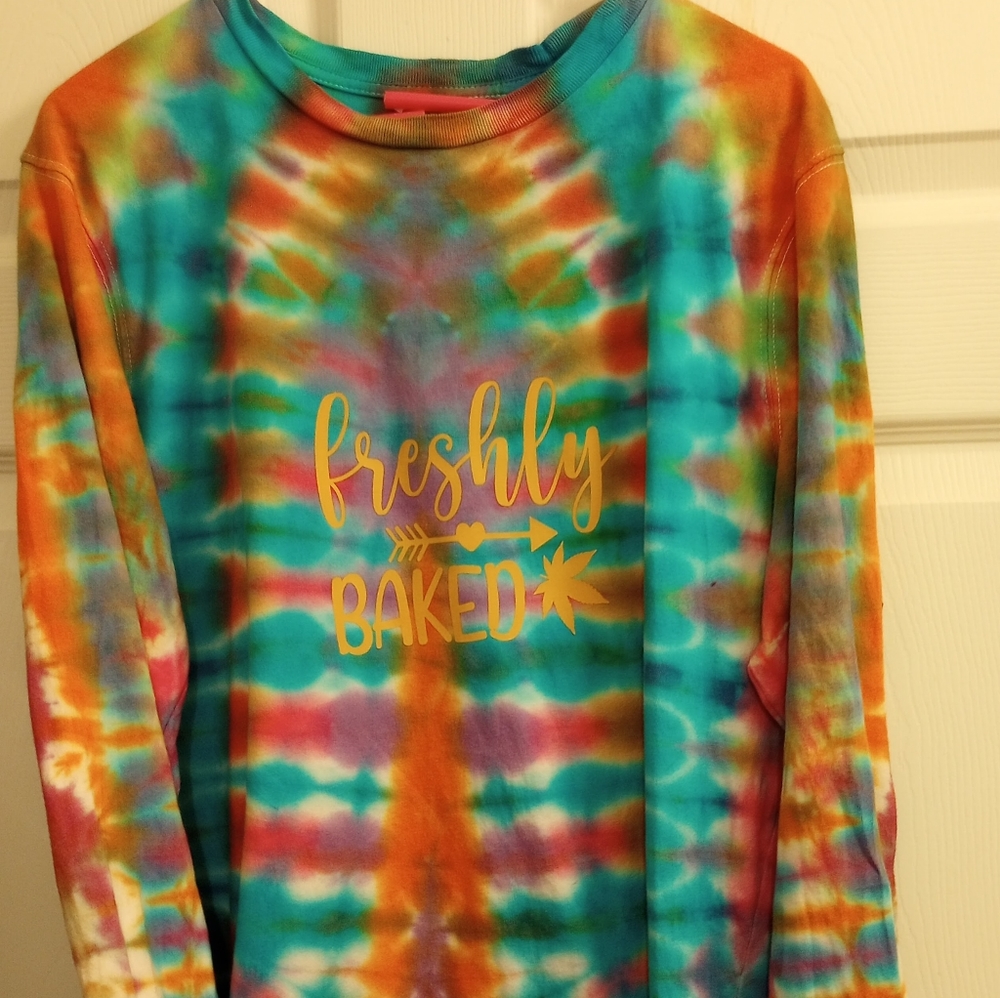 Long sleeved cotton tee dyed w Dharma dyes